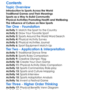 Sports And Physical Activities In Cultures Worksheet Activity Booklet