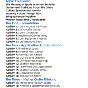 Sports And Play In Culture Worksheet Activity Booklet