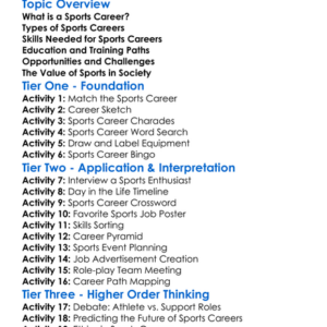 Sports Career Awareness Worksheet Activity Booklet