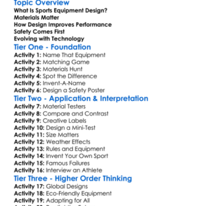 Sports Equipment Design Worksheet Activity Booklet