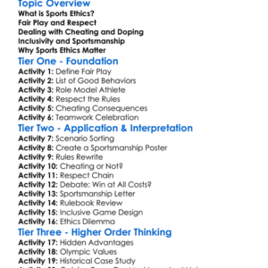 Sports Ethics Worksheet Activity Booklet