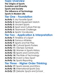 Sports History And Culture Worksheet Activity Booklet