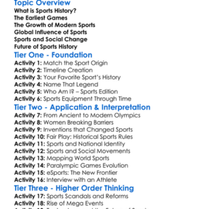 Sports History Worksheet Activity Booklet