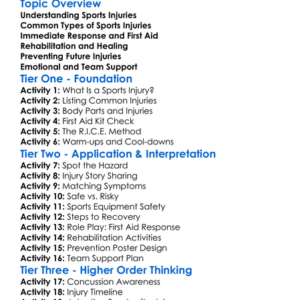 Sports Injuries And Rehabilitation Worksheet Activity Booklet