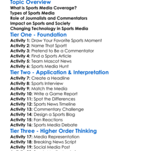 Sports Media Coverage Worksheet Activity Booklet