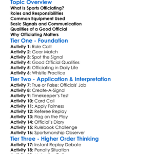 Sports Officiating Basics Worksheet Activity Booklet