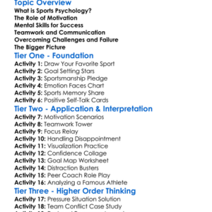 Sports Psychology Basics Worksheet Activity Booklet