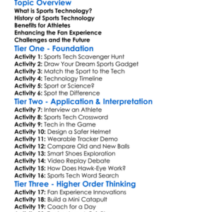 Sports Technology Worksheet Activity Booklet