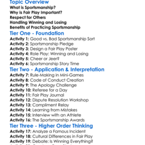 Sportsmanship And Fair Play Worksheet Activity Booklet