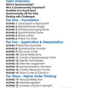 Sportsmanship Worksheet Activity Booklet