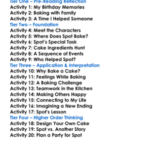 Spot Bakes A Cake Worksheet Activity Booklet