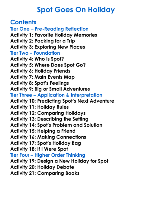 Spot Goes On Holiday Worksheet Activity Booklet
