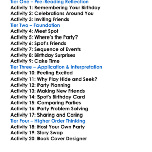 Spots Birthday Party Worksheet Activity Booklet