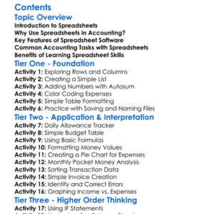 Spreadsheet Applications In Accounting Worksheet Activity Booklet
