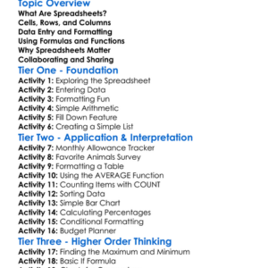 Spreadsheet Fundamentals Worksheet Activity Booklet