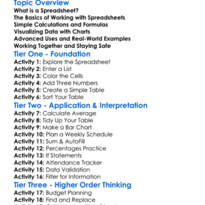 Spreadsheet Proficiency Worksheet Activity Booklet