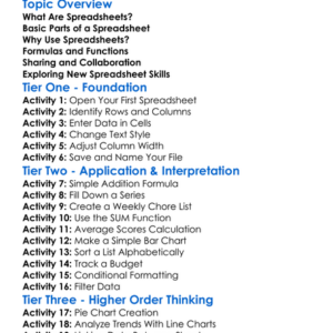 Spreadsheet Skills Worksheet Activity Booklet