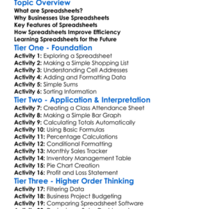 Spreadsheets For Business Worksheet Activity Booklet