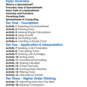 Spreadsheets For Computing Worksheet Activity Booklet