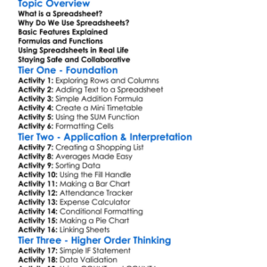 Spreadsheets Worksheet Activity Booklet