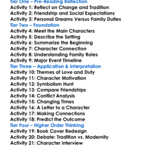 Spring Snow Yukio Mishima Worksheet Activity Booklet