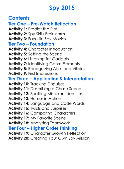 Spy 2015 Worksheet Activity Booklet