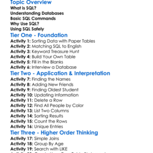 Sql Basics Worksheet Activity Booklet