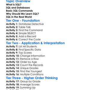 Sql Fundamentals Worksheet Activity Booklet