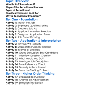 Staff Recruitment Worksheet Activity Booklet