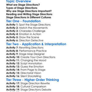 Stage Directions Worksheet Activity Booklet