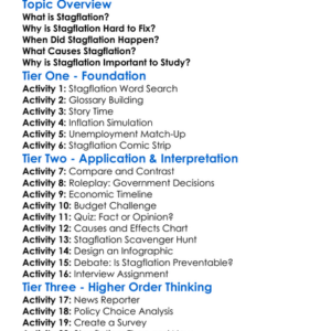 Stagflation Worksheet Activity Booklet