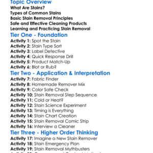 Stain Removal Techniques Worksheet Activity Booklet