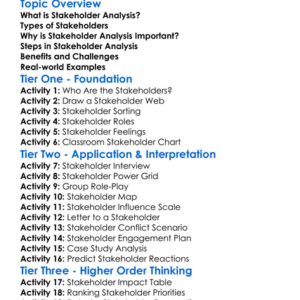Stakeholder Analysis Worksheet Activity Booklet