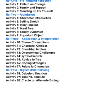 Stand Tall Joan Bauer Worksheet Activity Booklet