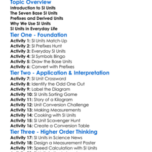 Standard International Si Units Worksheet Activity Booklet