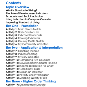 Standard Of Living And Development Indicators Worksheet Activity Booklet