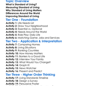 Standard Of Living Worksheet Activity Booklet