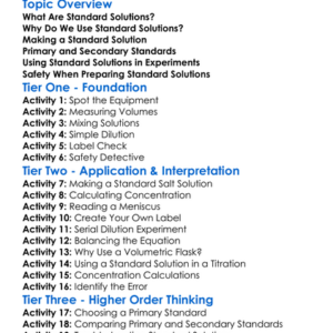 Standard Solutions Worksheet Activity Booklet