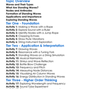 Standing Waves Worksheet Activity Booklet