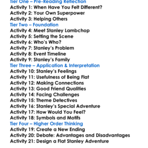 Stanley Flat Again Jeff Brown Worksheet Activity Booklet