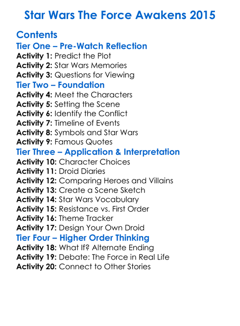 Star Wars The Force Awakens 2015 Worksheet Activity Booklet