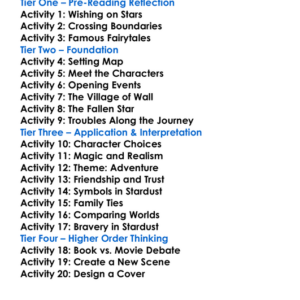 Stardust Neil Gaiman Worksheet Activity Booklet
