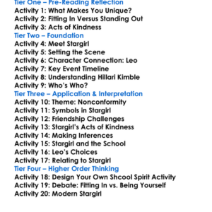 Stargirl Jerry Spinelli Worksheet Activity Booklet