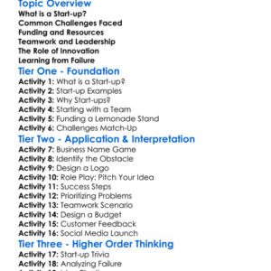 Start-Up Challenges Worksheet Activity Booklet