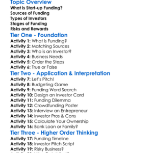 Start-Up Funding Worksheet Activity Booklet