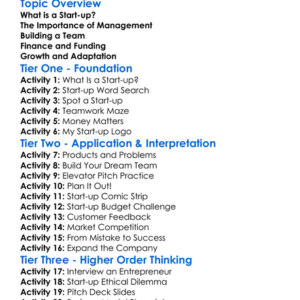 Start-Up Management Worksheet Activity Booklet