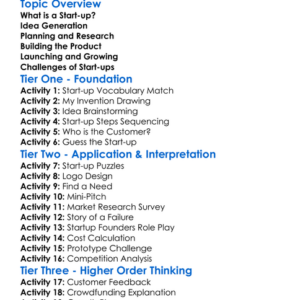 Start-Up Processes Worksheet Activity Booklet
