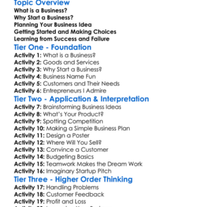 Starting A Business Worksheet Activity Booklet