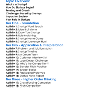 Startups Worksheet Activity Booklet