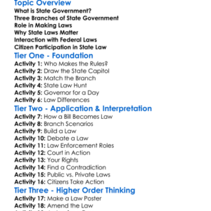 State Government Law Worksheet Activity Booklet